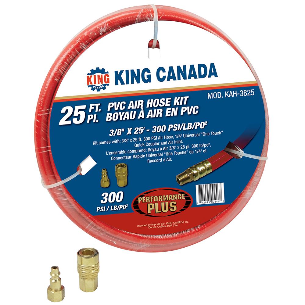 3/8&#34; x 25&#39; PVC reinforced air hose kit<span class=' ItemWarning' style='display:block;'>Item is usually in stock, but we&#39;ll be in touch if there&#39;s a problem<br /></span>