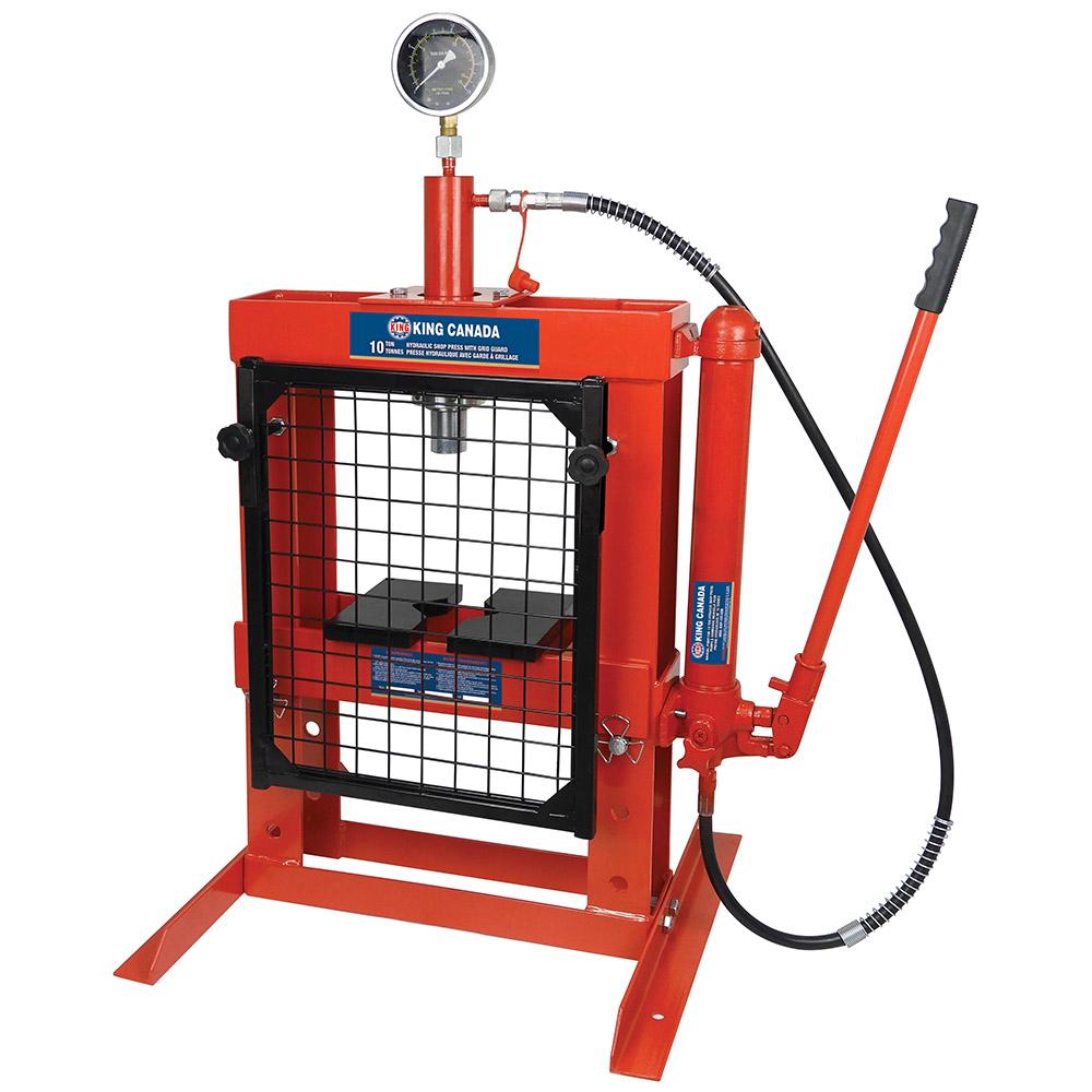 10 Ton hydraulic shop press with grid guard<span class=' ItemWarning' style='display:block;'>Item is usually in stock, but we&#39;ll be in touch if there&#39;s a problem<br /></span>