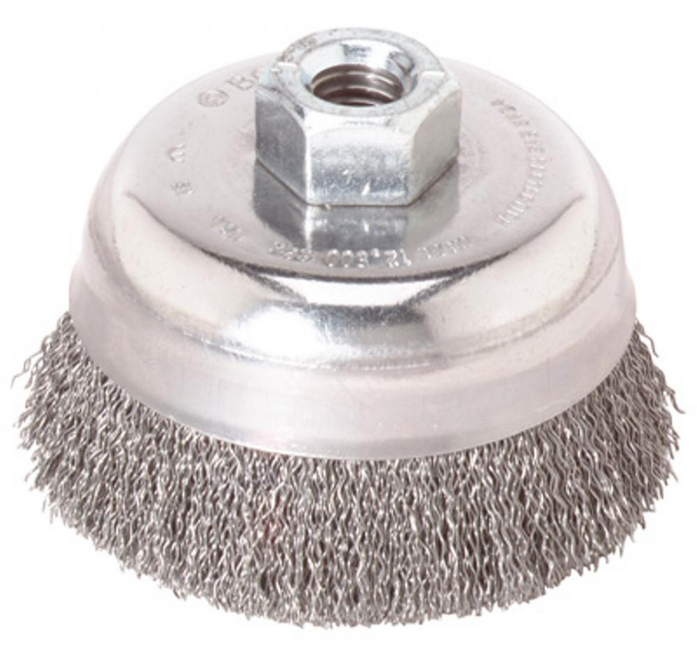 6&#34; Wheel Dia. 5/8&#34;-11 Arbor Carbon Steel Crimped Wire Cup Brush<span class='Notice ItemWarning' style='display:block;'>Item has been discontinued<br /></span>