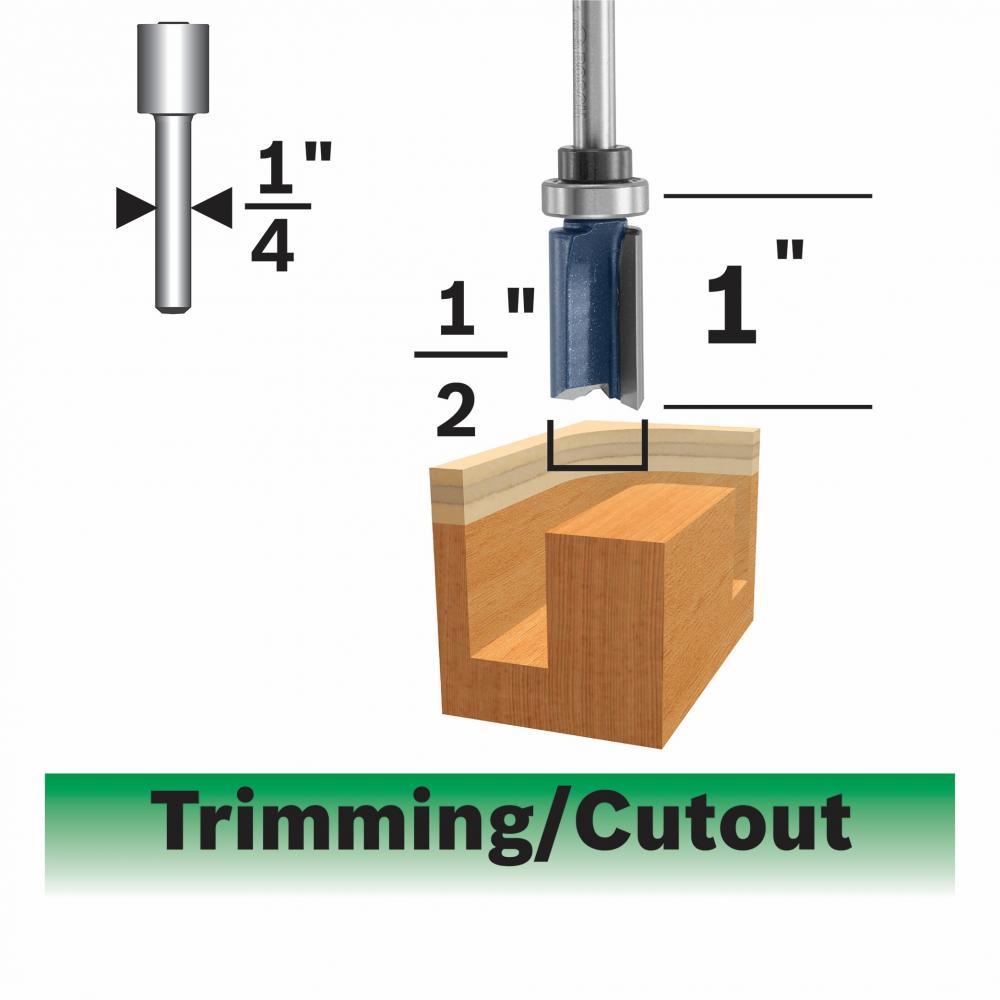 1/2 In. Straight Trim Router Bit<span class=' ItemWarning' style='display:block;'>Item is usually in stock, but we&#39;ll be in touch if there&#39;s a problem<br /></span>