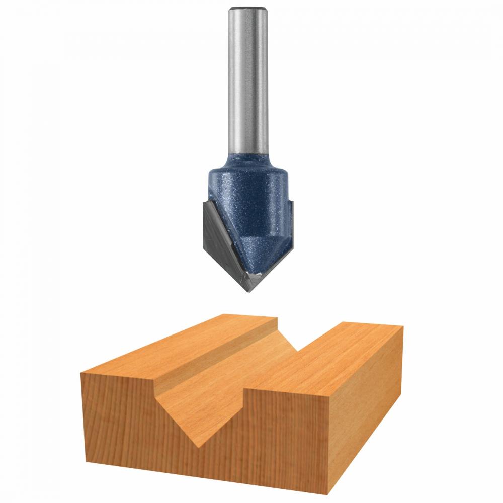 90° x 3/8&#34; Carbide Tipped V-Groove Bit<span class='Notice ItemWarning' style='display:block;'>Item has been discontinued<br /></span>