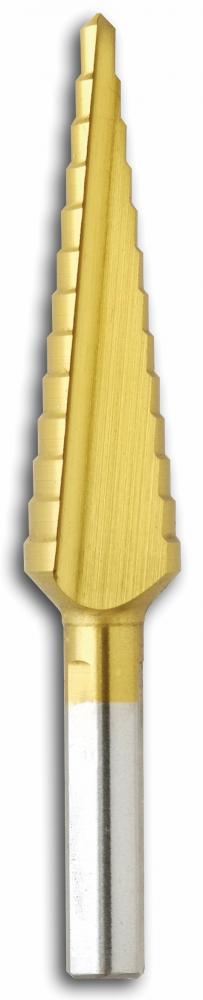 1/8&#34; to 1/2&#34; Titanium-Coated Step Drill Bit<span class='Notice ItemWarning' style='display:block;'>Item has been discontinued<br /></span>