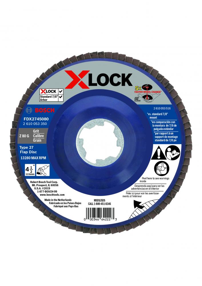 4-1/2 In. X-LOCK 80 Grit Flap Disc<span class=' ItemWarning' style='display:block;'>Item is usually in stock, but we&#39;ll be in touch if there&#39;s a problem<br /></span>