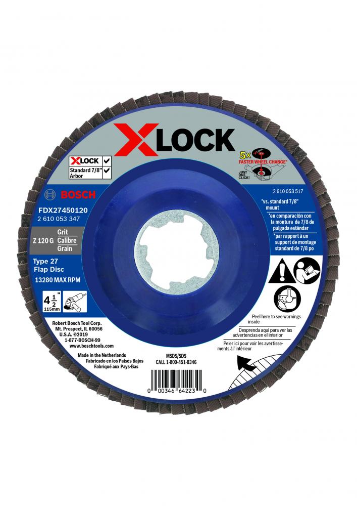 4-1/2 In. X-LOCK 120 Grit Flap Disc<span class=' ItemWarning' style='display:block;'>Item is usually in stock, but we&#39;ll be in touch if there&#39;s a problem<br /></span>