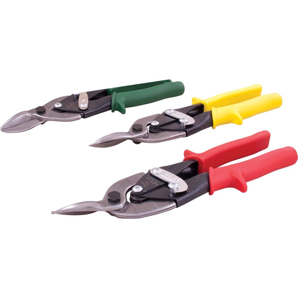 3 Piece Aviation Snip Set, Colour Coded Vinyl Grips, Cuts Straight, Left & Right<span class='Notice ItemWarning' style='display:block;'>Item has been discontinued<br /></span>