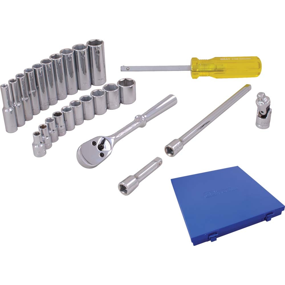 25 Piece 1/4&#34; Drive, 6 Point SAE Standard & Deep, Chrome Socket & Attachment Set<span class=' ItemWarning' style='display:block;'>Item is usually in stock, but we&#39;ll be in touch if there&#39;s a problem<br /></span>