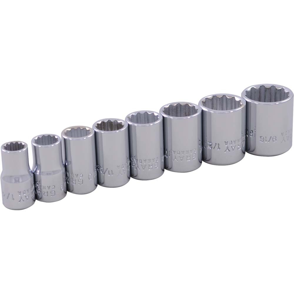 8 Piece 1/4&#34; Drive, 12 Point SAE Standard, Chrome Socket Set, 1/4&#34; - 9/16&#34;<span class='Notice ItemWarning' style='display:block;'>Item has been discontinued<br /></span>