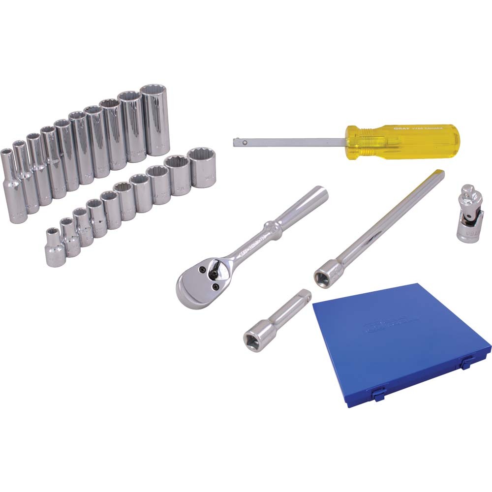 25 Piece 1/4&#34; Drive, 12 Point SAE Standard & Deep, Chrome Socket & Attachment Set<span class=' ItemWarning' style='display:block;'>Item is usually in stock, but we&#39;ll be in touch if there&#39;s a problem<br /></span>