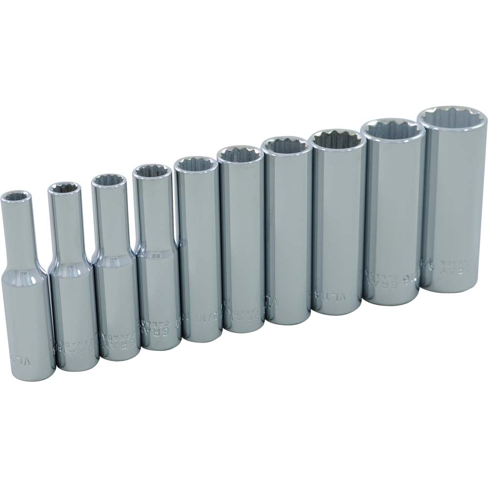 10 Piece 1/4&#34; Drive, 12 Point SAE Deep, Chrome Socket Set, 3/16&#34; - 9/16&#34;<span class=' ItemWarning' style='display:block;'>Item is usually in stock, but we&#39;ll be in touch if there&#39;s a problem<br /></span>