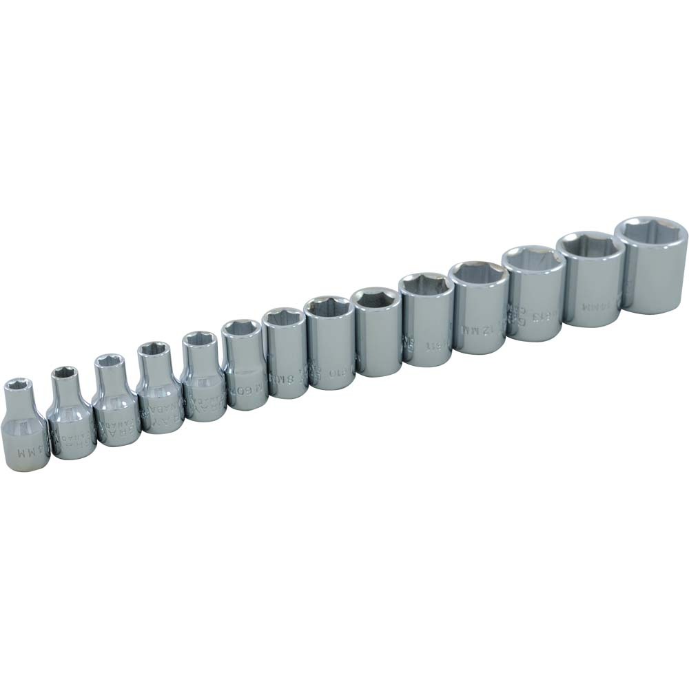 14 Piece 1/4&#34; Drive, 6 Point Metric Standard, Chrome Socket Set, 4mm - 15mm<span class='Notice ItemWarning' style='display:block;'>Item has been discontinued<br /></span>