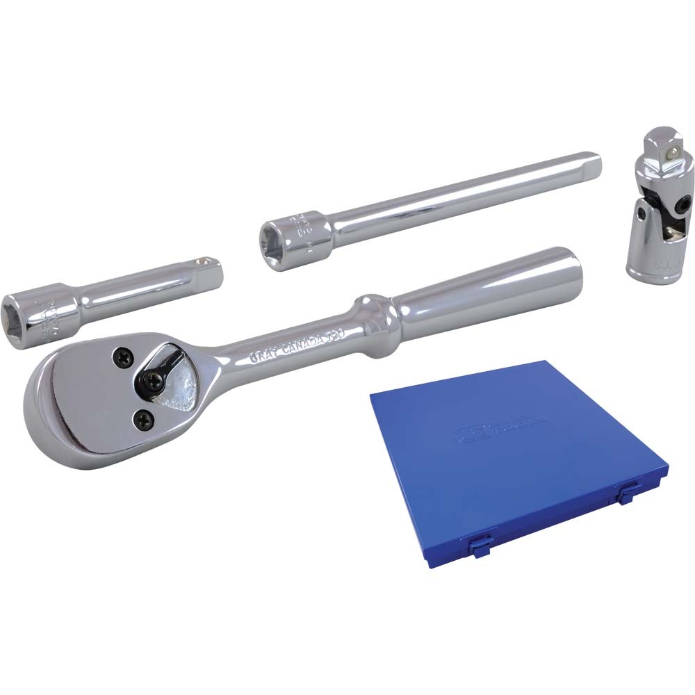 4 Piece 3/8&#34; Drive, Chrome Ratchet & Attachment Set<span class='Notice ItemWarning' style='display:block;'>Item has been discontinued<br /></span>