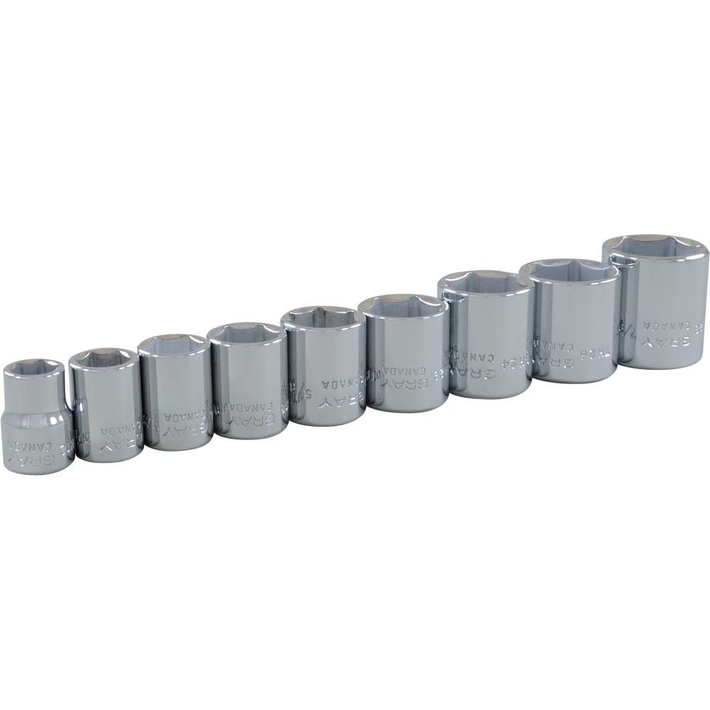 9 Piece 3/8&#34; Drive 6 Point SAE, Standard Chrome Socket Set, 3/8&#34; - 7/8&#34;<span class='Notice ItemWarning' style='display:block;'>Item has been discontinued<br /></span>