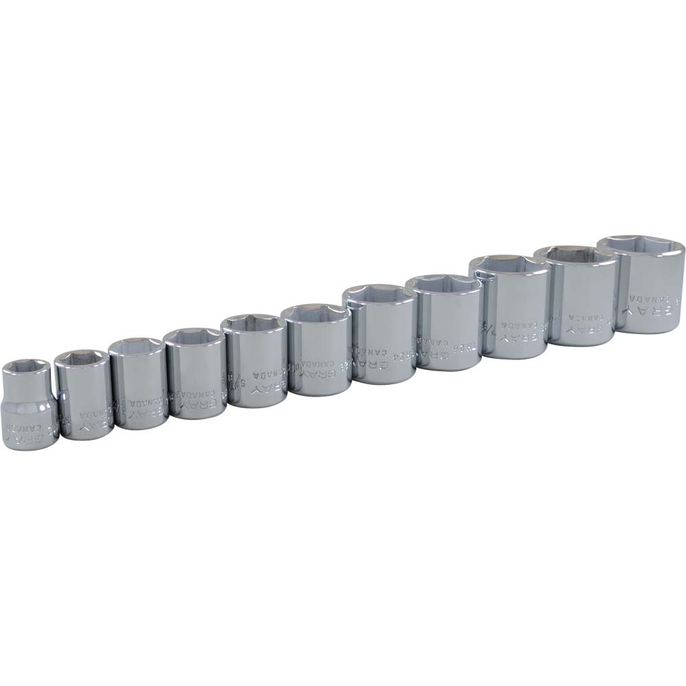 11 Piece 3/8&#34; Drive 6 Point SAE, Standard Chrome Socket Set, 3/8&#34; - 1&#34;<span class=' ItemWarning' style='display:block;'>Item is usually in stock, but we&#39;ll be in touch if there&#39;s a problem<br /></span>