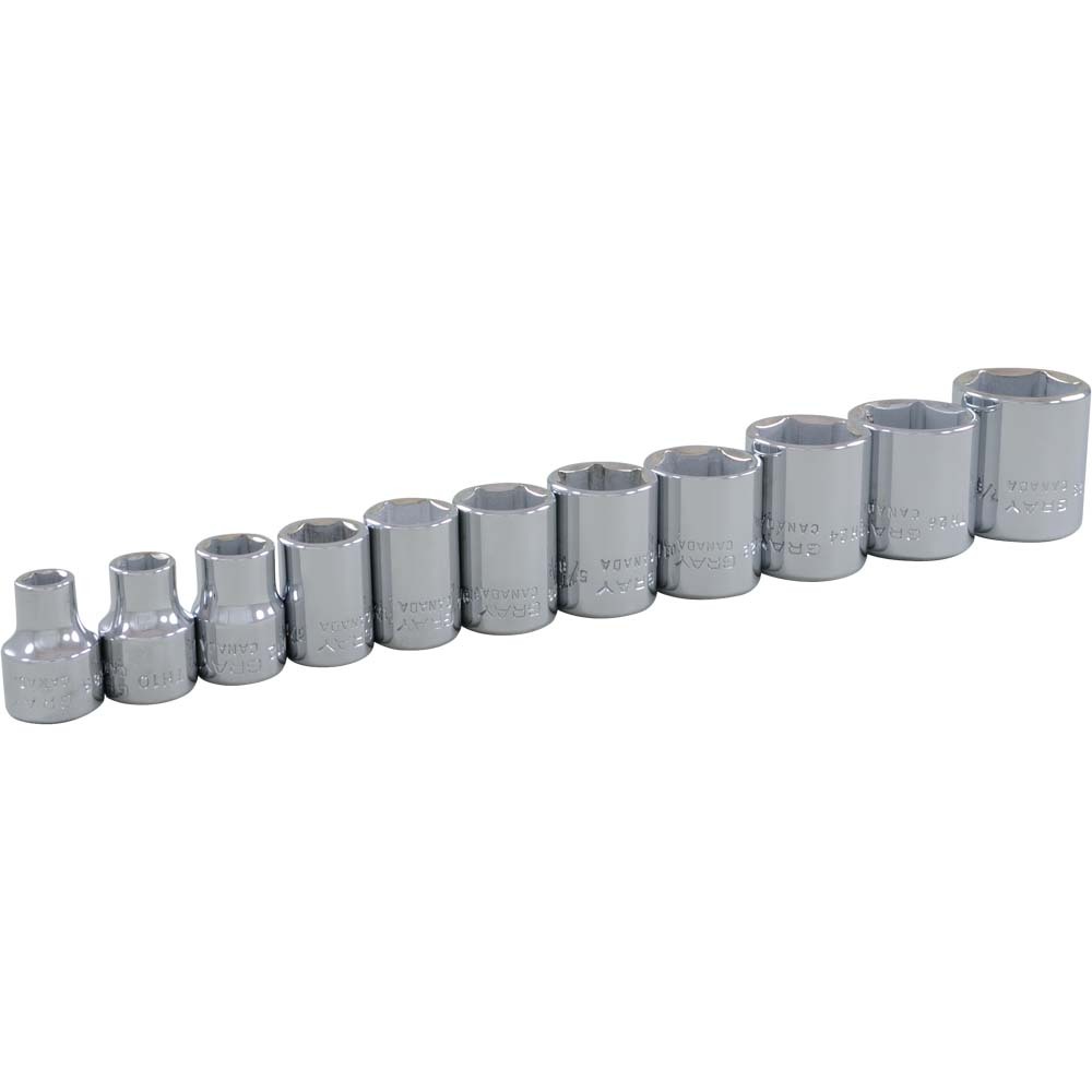 11 Piece 3/8&#34; Drive 6 Point SAE, Standard Chrome Socket Set, 1/4&#34; - 7/8&#34;<span class=' ItemWarning' style='display:block;'>Item is usually in stock, but we&#39;ll be in touch if there&#39;s a problem<br /></span>