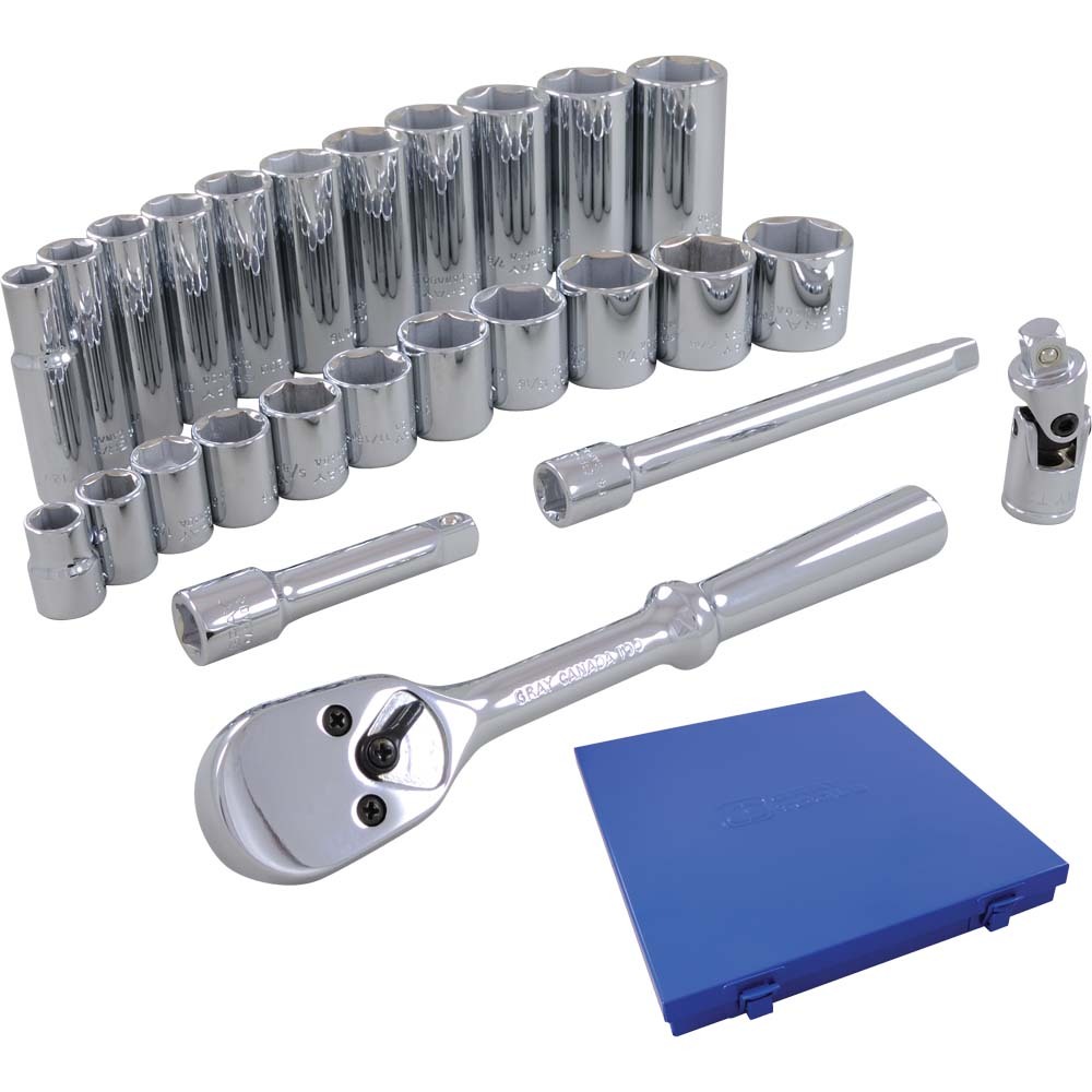 26 Piece 3/8&#34; Drive 6 Point SAE, Standard & Deep, Chrome Socket & Attachment Set<span class=' ItemWarning' style='display:block;'>Item is usually in stock, but we&#39;ll be in touch if there&#39;s a problem<br /></span>