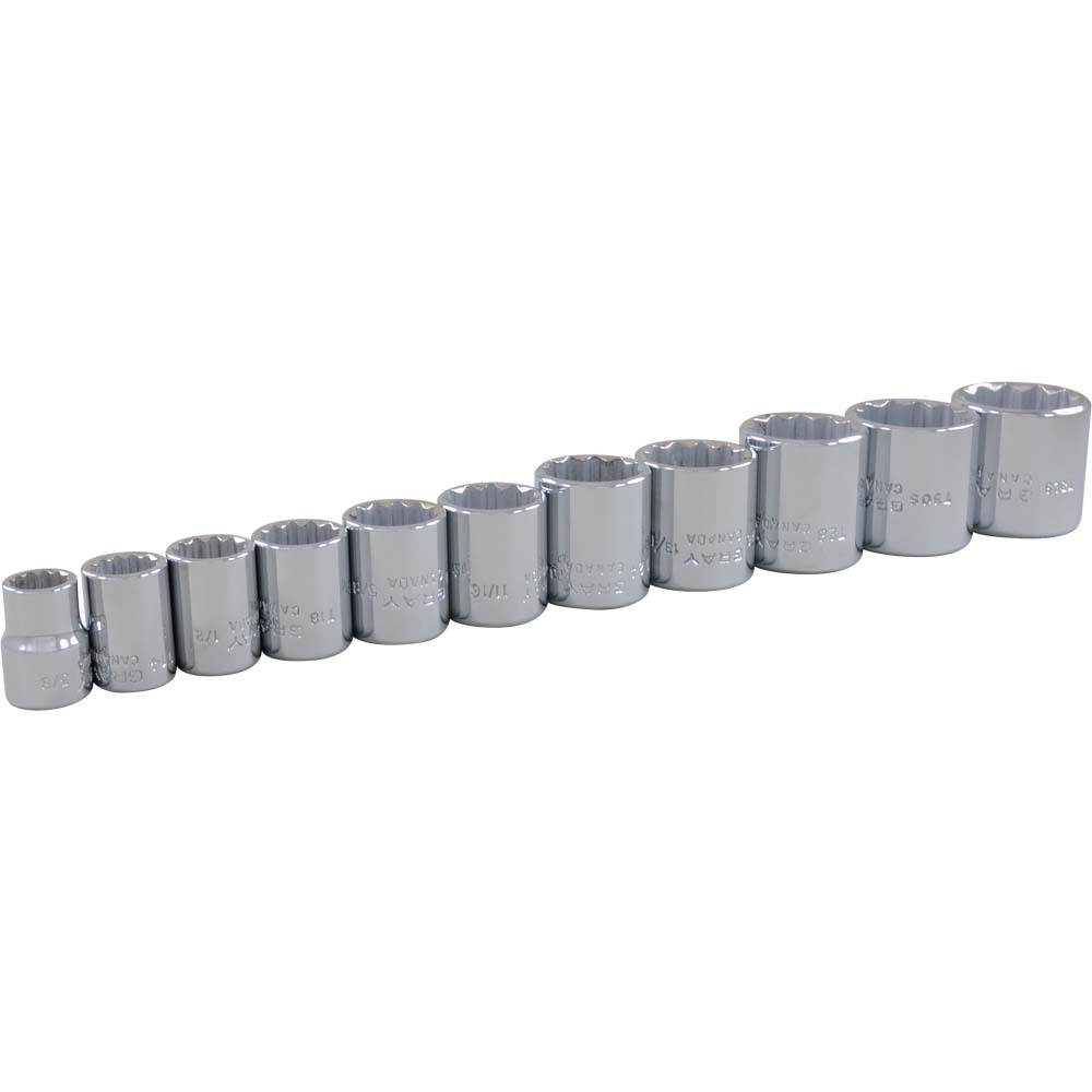 11 Piece 3/8&#34; Drive 12 Point SAE, Standard Chrome Socket Set, 3/8&#34; - 1&#34;<span class='Notice ItemWarning' style='display:block;'>Item has been discontinued<br /></span>