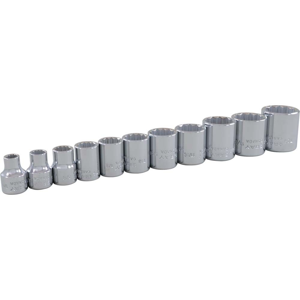 11 Piece 3/8&#34; Drive 12 Point SAE, Standard Chrome Socket Set, 1/4&#34; - 7/8&#34;<span class='Notice ItemWarning' style='display:block;'>Item has been discontinued<br /></span>