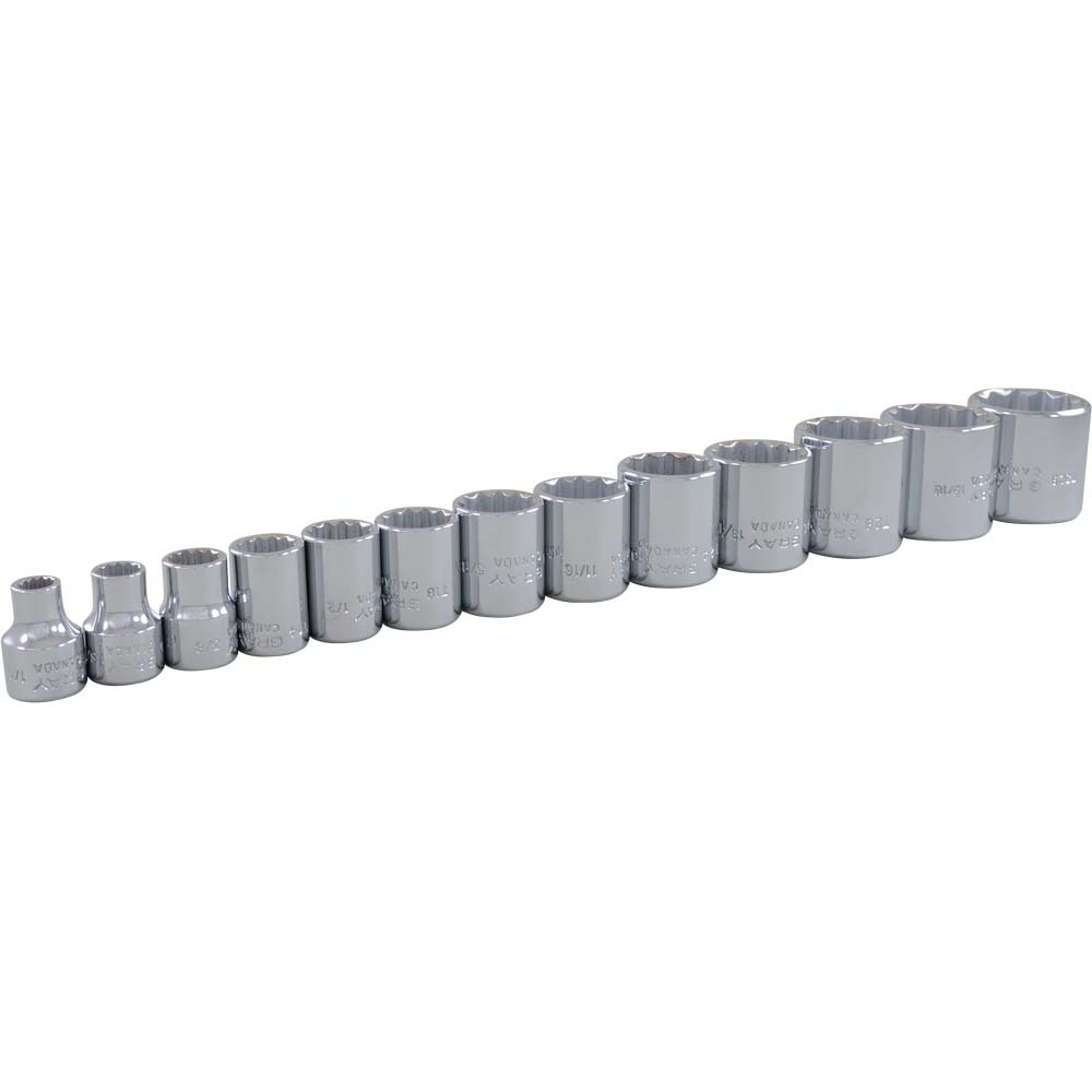 13 Piece 3/8&#34; Drive 12 Point SAE, Standard Chrome Socket Set, 1/4&#34; - 1&#34;<span class=' ItemWarning' style='display:block;'>Item is usually in stock, but we&#39;ll be in touch if there&#39;s a problem<br /></span>