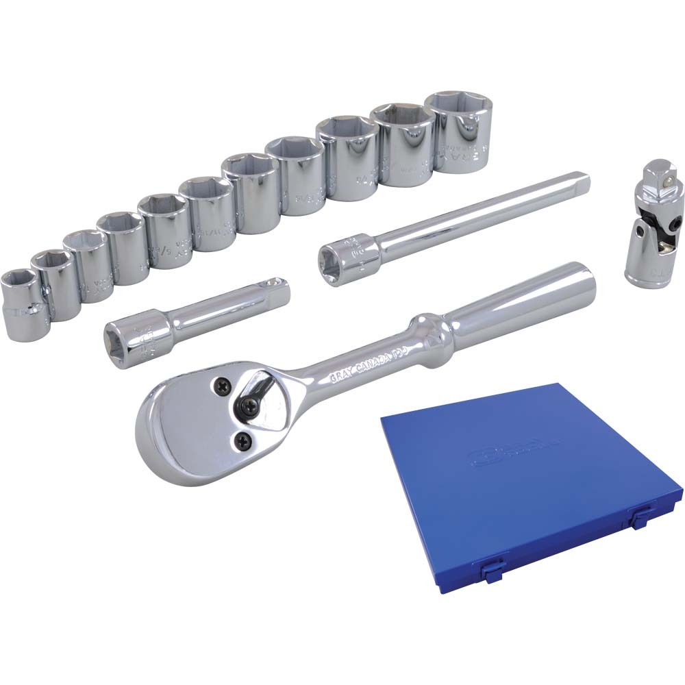 15 Piece 3/8&#34; Drive 12 Point SAE, Standard Chrome Socket & Attachment Set<span class='Notice ItemWarning' style='display:block;'>Item has been discontinued<br /></span>