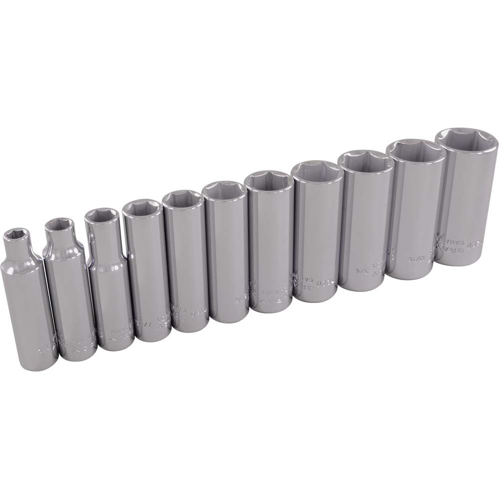 11 Piece 3/8&#34; Drive 6 Point SAE, Deep Chrome Socket Set, 1/4&#34; - 7/8&#34;<span class='Notice ItemWarning' style='display:block;'>Item has been discontinued<br /></span>