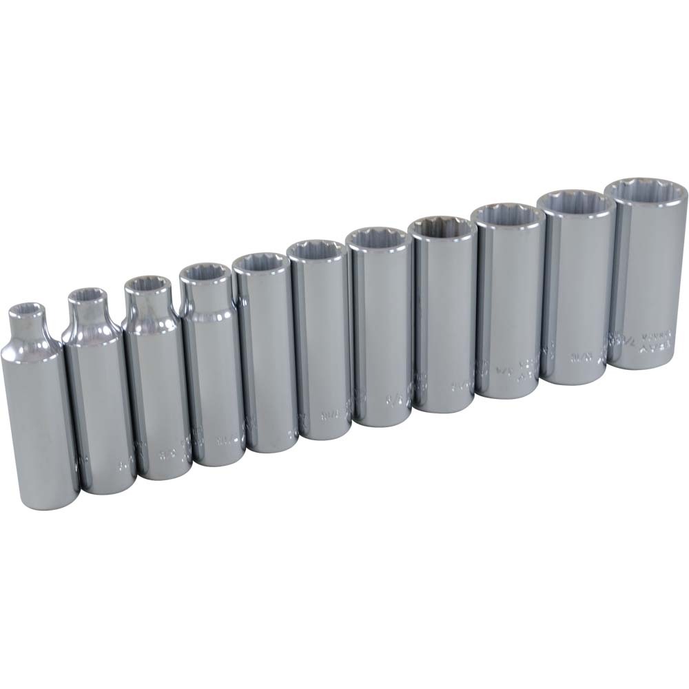 11 Piece 3/8&#34; Drive 12 Point SAE, Deep Chrome Socket Set, 1/4&#34; - 7/8&#34;<span class='Notice ItemWarning' style='display:block;'>Item has been discontinued<br /></span>