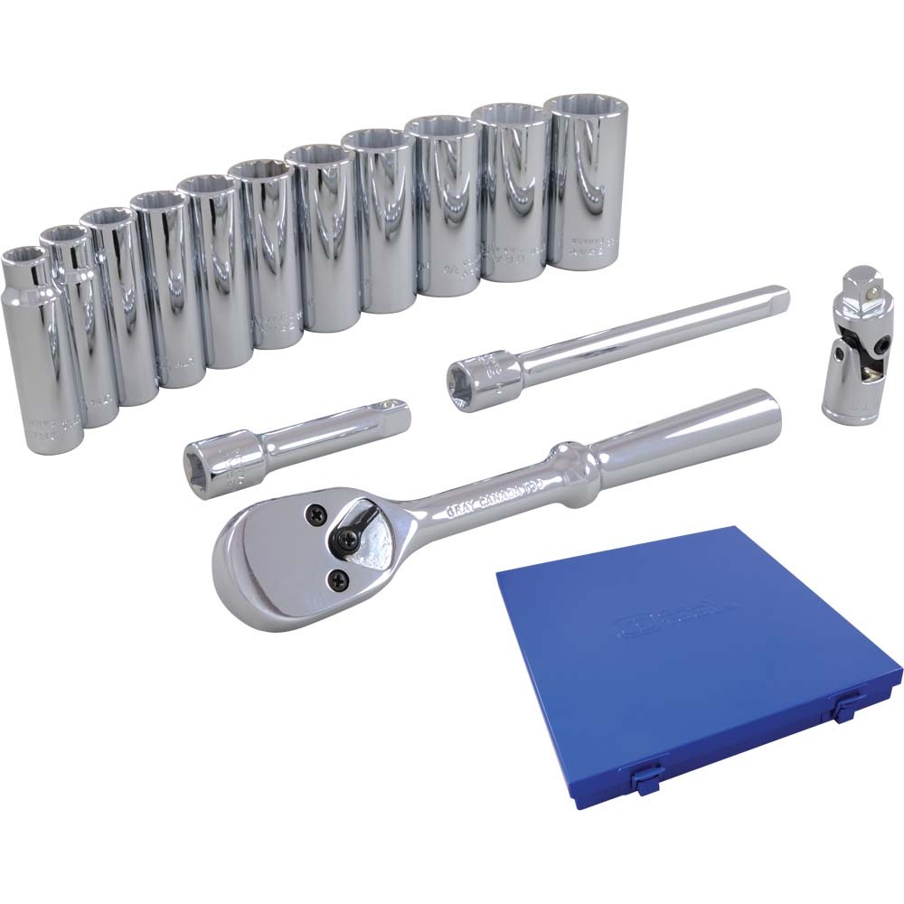 15 Piece 3/8&#34; Drive 12 Point SAE, Deep Chrome Socket & Attachment Set<span class=' ItemWarning' style='display:block;'>Item is usually in stock, but we&#39;ll be in touch if there&#39;s a problem<br /></span>