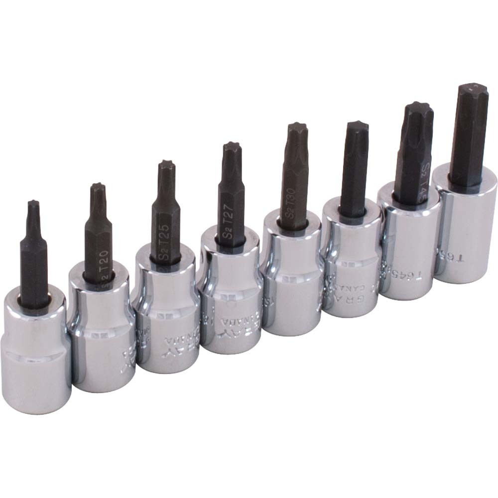 8 Piece 3/8&#34; Drive Torx Head Socket Set, T15 - T50<span class=' ItemWarning' style='display:block;'>Item is usually in stock, but we&#39;ll be in touch if there&#39;s a problem<br /></span>