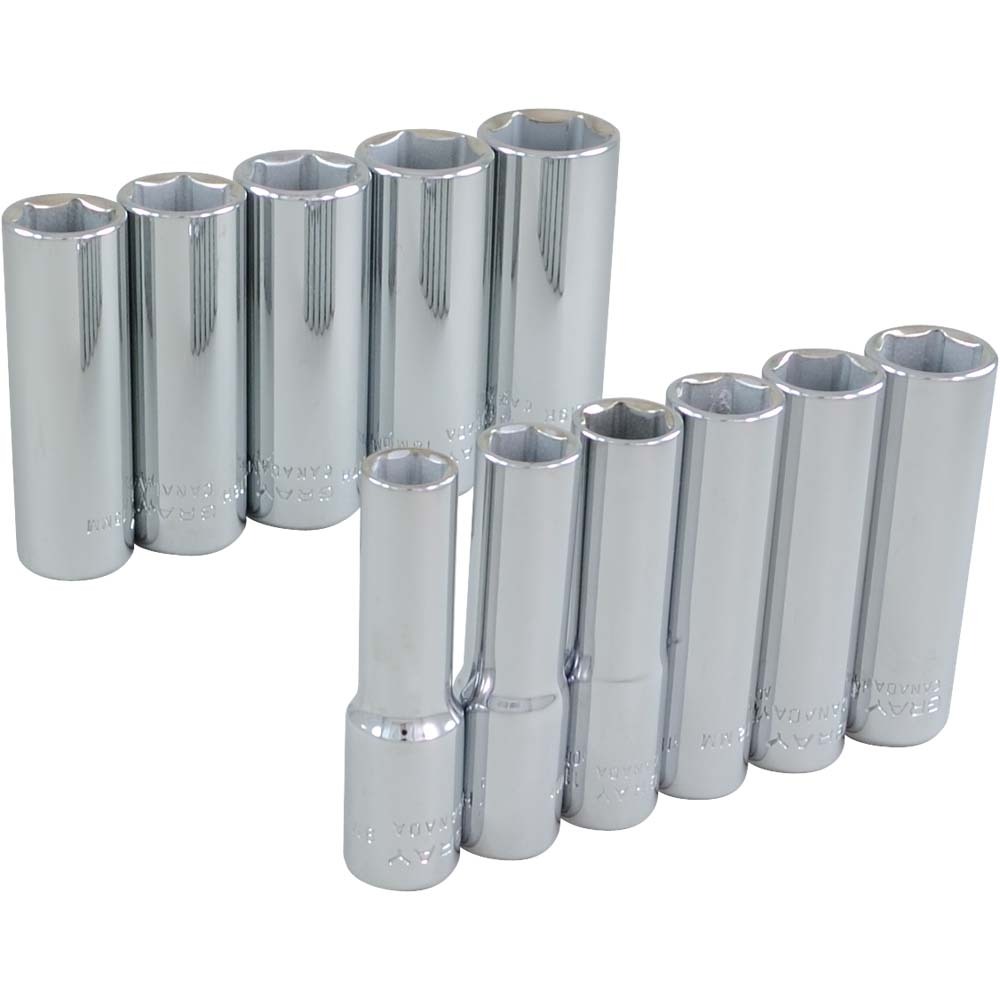 11 Piece 3/8&#34; Drive 6 Point Metric, Deep Chrome Socket Set, 9mm - 19mm<span class=' ItemWarning' style='display:block;'>Item is usually in stock, but we&#39;ll be in touch if there&#39;s a problem<br /></span>