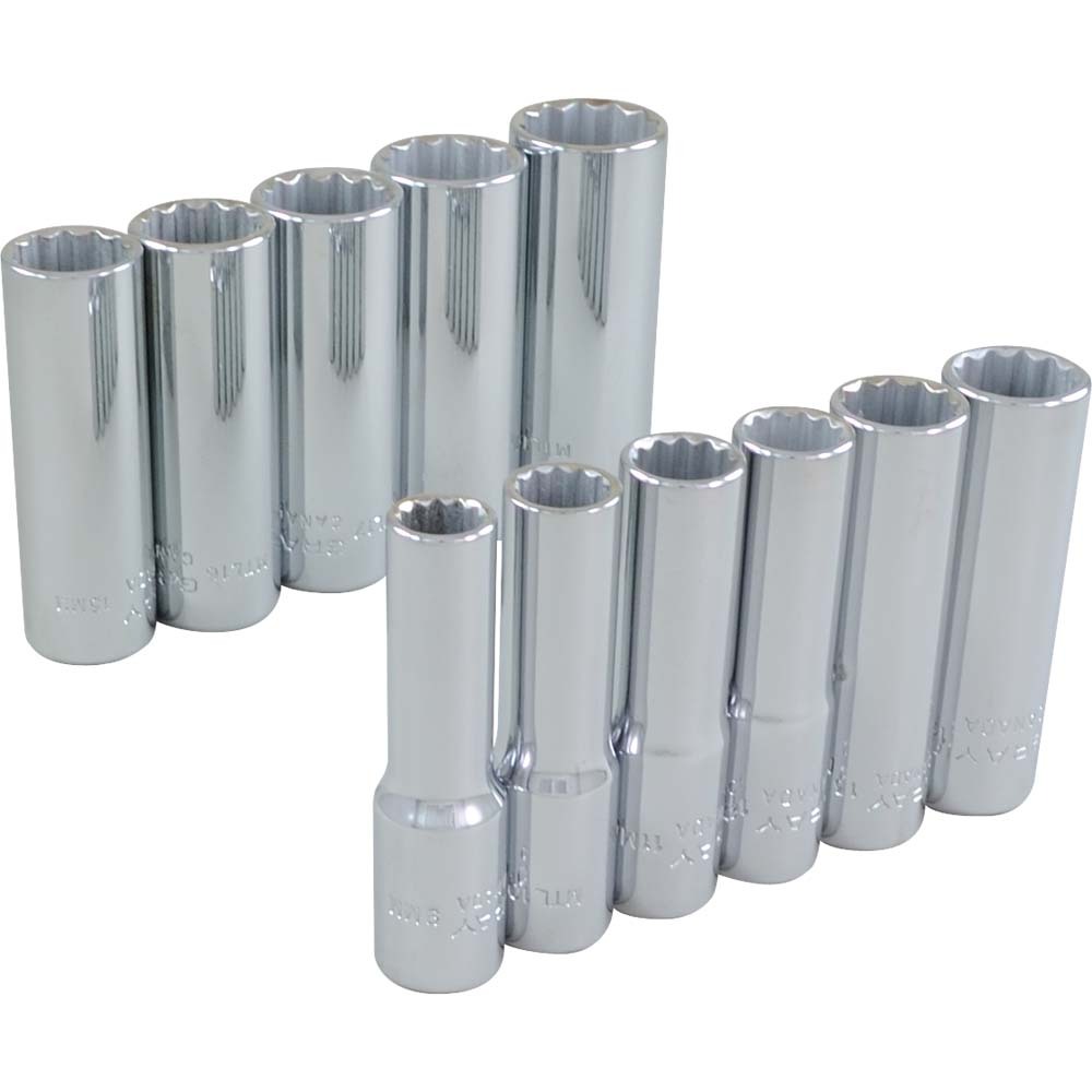 11 Piece 3/8&#34; Drive 12 Point Metric, Deep Chrome Socket Set, 9mm - 19mm<span class=' ItemWarning' style='display:block;'>Item is usually in stock, but we&#39;ll be in touch if there&#39;s a problem<br /></span>