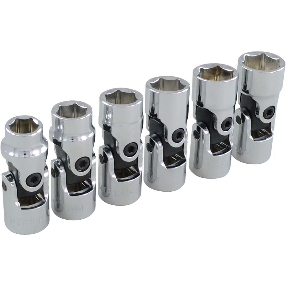 6 Piece 3/8&#34; Drive 6 Point Metric, Standard Universal Joint Socket Set, 10mm - 15mm<span class='Notice ItemWarning' style='display:block;'>Item has been discontinued<br /></span>