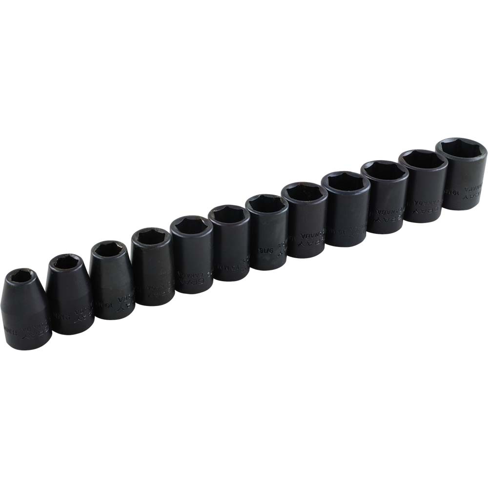 12 Piece 3/8&#34; Drive 6 Point Metric, Standard Impact Socket Set, 8mm - 19mm<span class=' ItemWarning' style='display:block;'>Item is usually in stock, but we&#39;ll be in touch if there&#39;s a problem<br /></span>