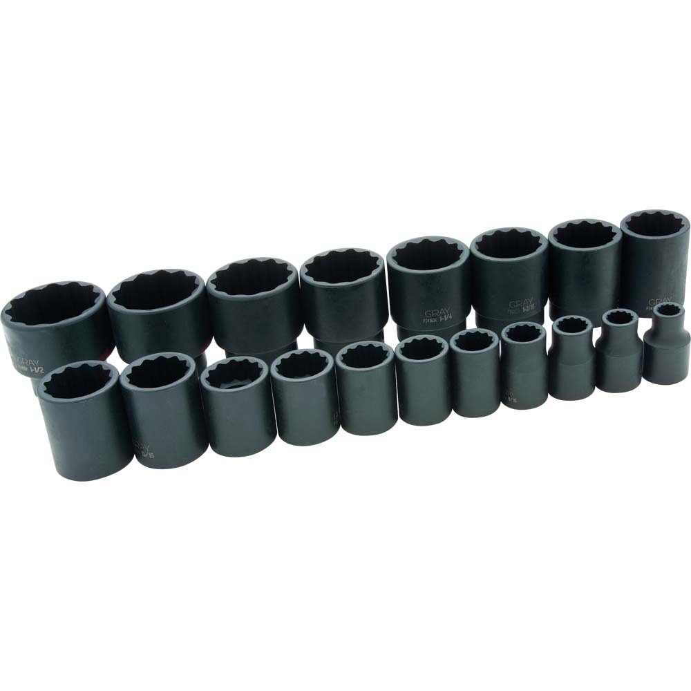 19 Piece 1/2&#34; Drive 12 Point SAE, Standard Impact Socket Set, 3/8&#34; - 1-1/2&#34;<span class=' ItemWarning' style='display:block;'>Item is usually in stock, but we&#39;ll be in touch if there&#39;s a problem<br /></span>