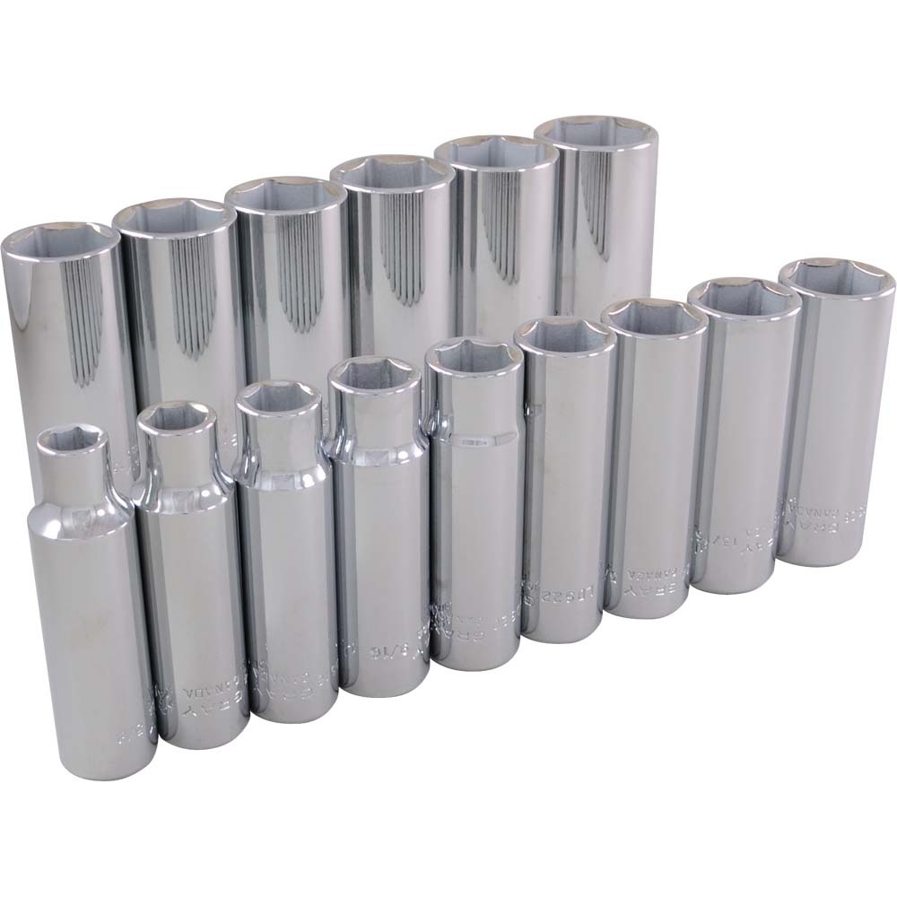 15 Piece 1/2&#34; Drive 6 Point SAE, Deep Chrome Socket Set, 3/8&#34; - 1-1/4&#34;<span class=' ItemWarning' style='display:block;'>Item is usually in stock, but we&#39;ll be in touch if there&#39;s a problem<br /></span>