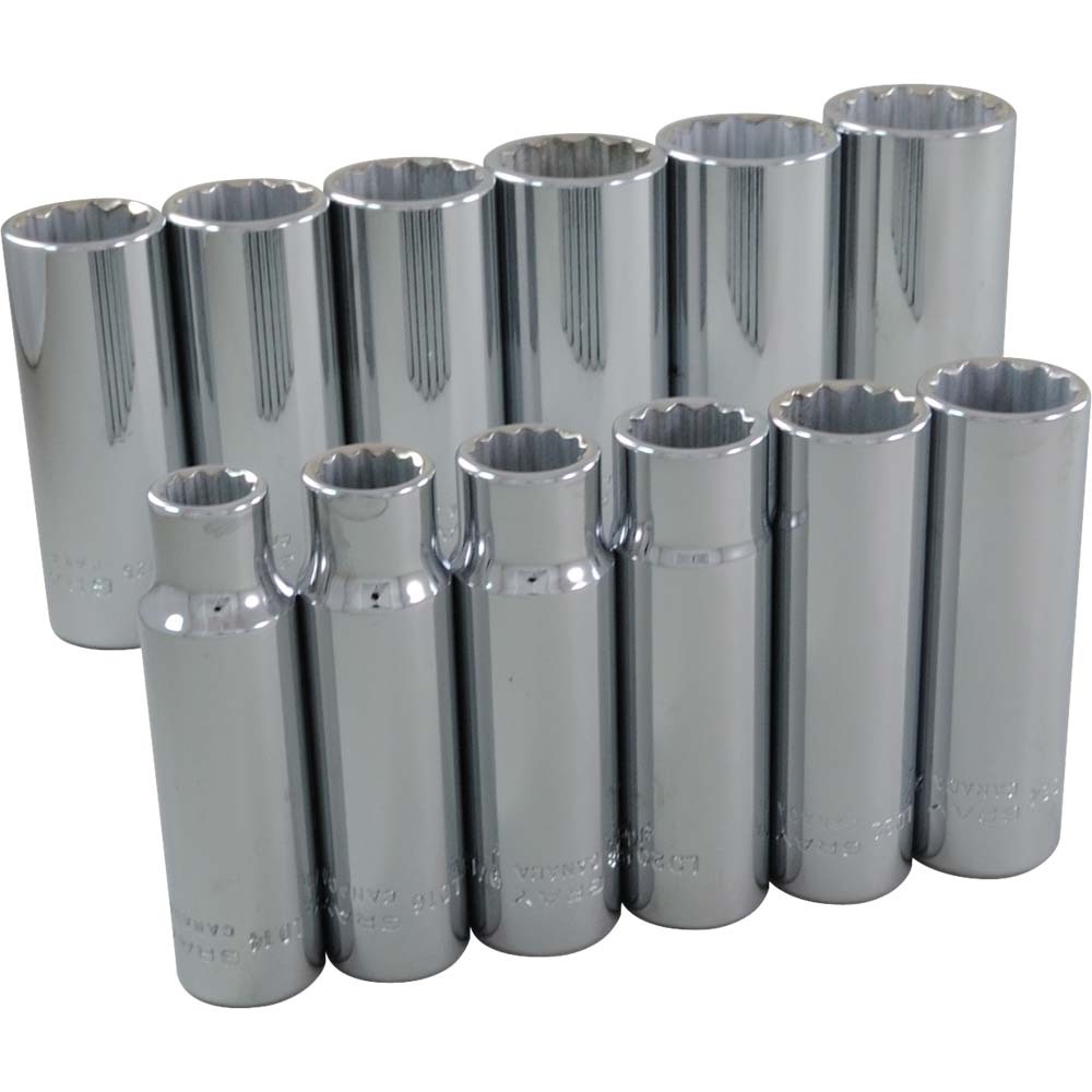 12 Piece 1/2&#34; Drive 12 Point SAE, Deep Chrome Socket Set, 7/16&#34; - 1-1/8&#34;<span class='Notice ItemWarning' style='display:block;'>Item has been discontinued<br /></span>