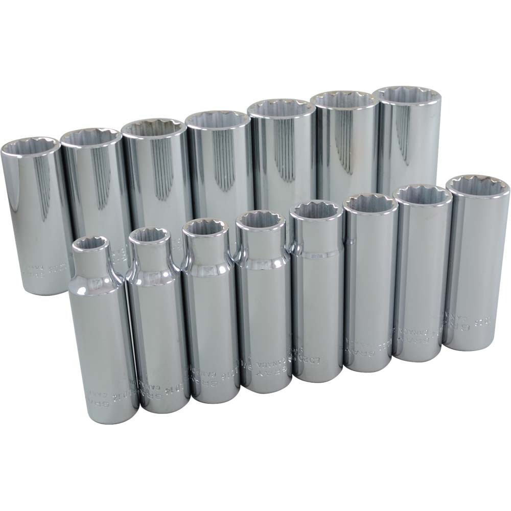 15 Piece 1/2&#34; Drive 12 Point SAE, Deep Chrome Socket Set, 3/8&#34; - 1-1/4&#34;<span class=' ItemWarning' style='display:block;'>Item is usually in stock, but we&#39;ll be in touch if there&#39;s a problem<br /></span>