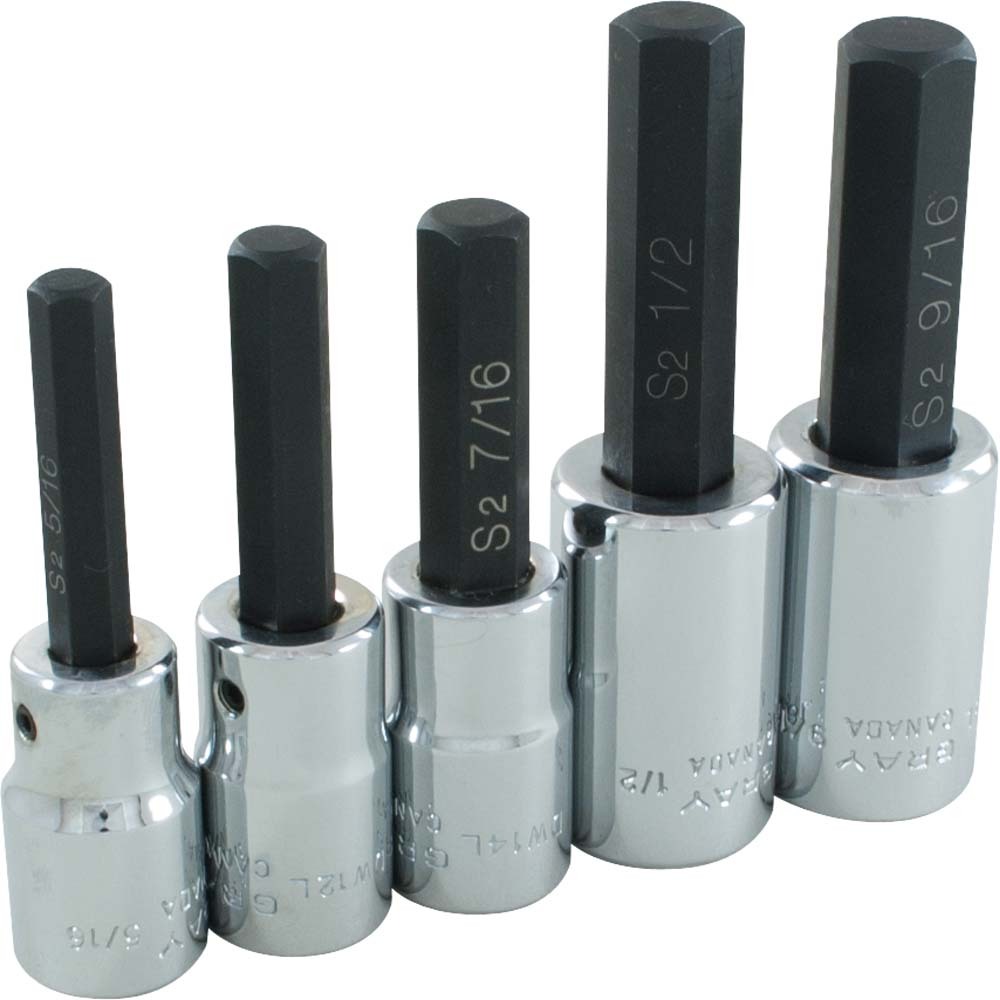 5 Piece 1/2&#34; Drive SAE, Chrome Hex Head Socket Set, 5/16&#34; - 9/16&#34;<span class='Notice ItemWarning' style='display:block;'>Item has been discontinued<br /></span>