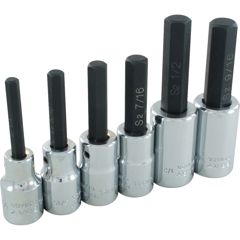 6 Piece 1/2&#34; Drive SAE, Chrome Hex Head Socket Set, 1/4&#34; - 9/16&#34;<span class=' ItemWarning' style='display:block;'>Item is usually in stock, but we&#39;ll be in touch if there&#39;s a problem<br /></span>