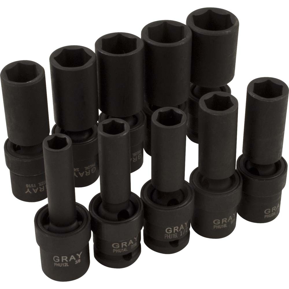 10 Piece 1/2&#34; Drive 6 Point SAE, Deep Impact Universal Joint Socket Set, 3/8&#34; - 15/16&#34;<span class=' ItemWarning' style='display:block;'>Item is usually in stock, but we&#39;ll be in touch if there&#39;s a problem<br /></span>