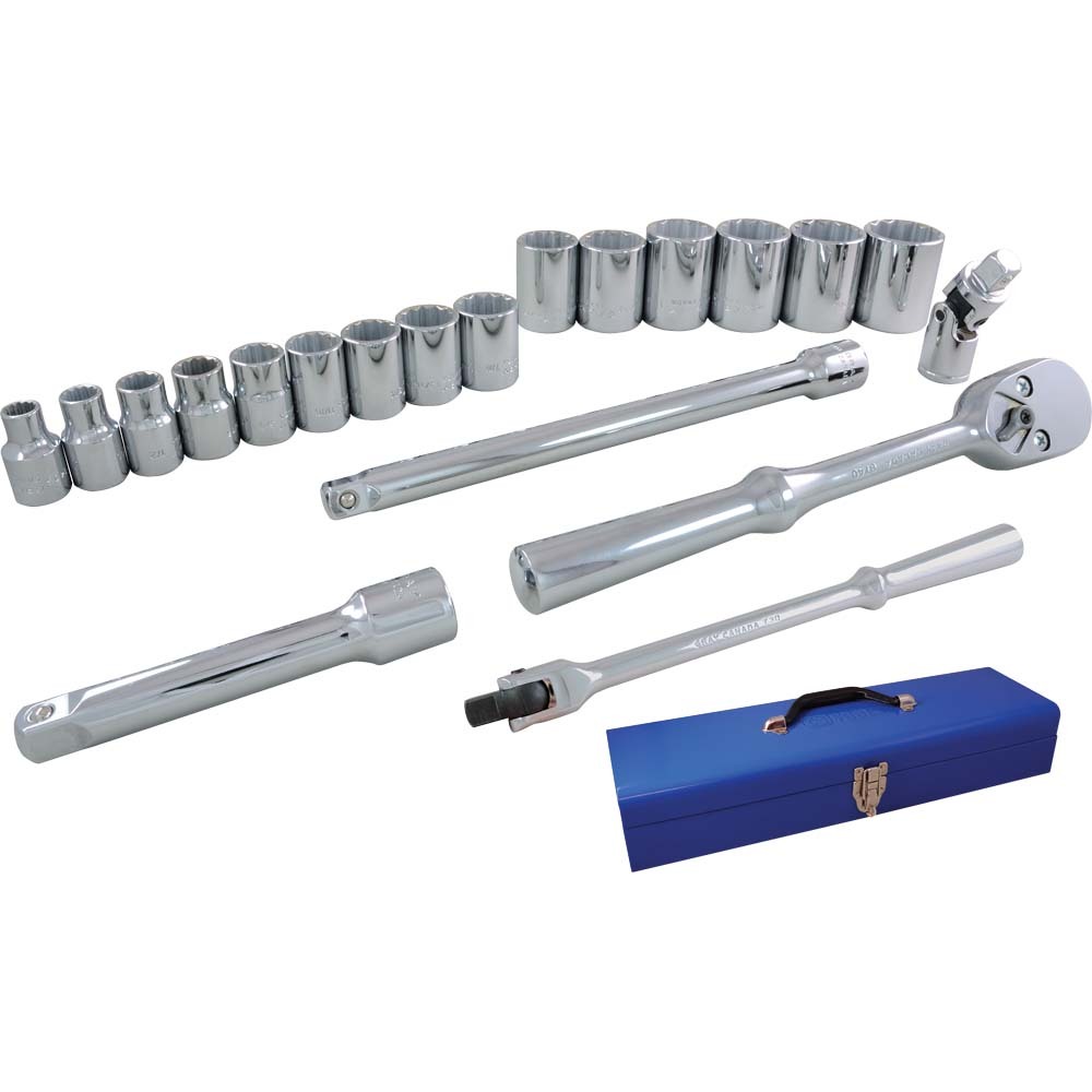 20 Piece 1/2&#34; Drive 12 Point SAE, Standard Chrome Socket & Attachment Set<span class=' ItemWarning' style='display:block;'>Item is usually in stock, but we&#39;ll be in touch if there&#39;s a problem<br /></span>