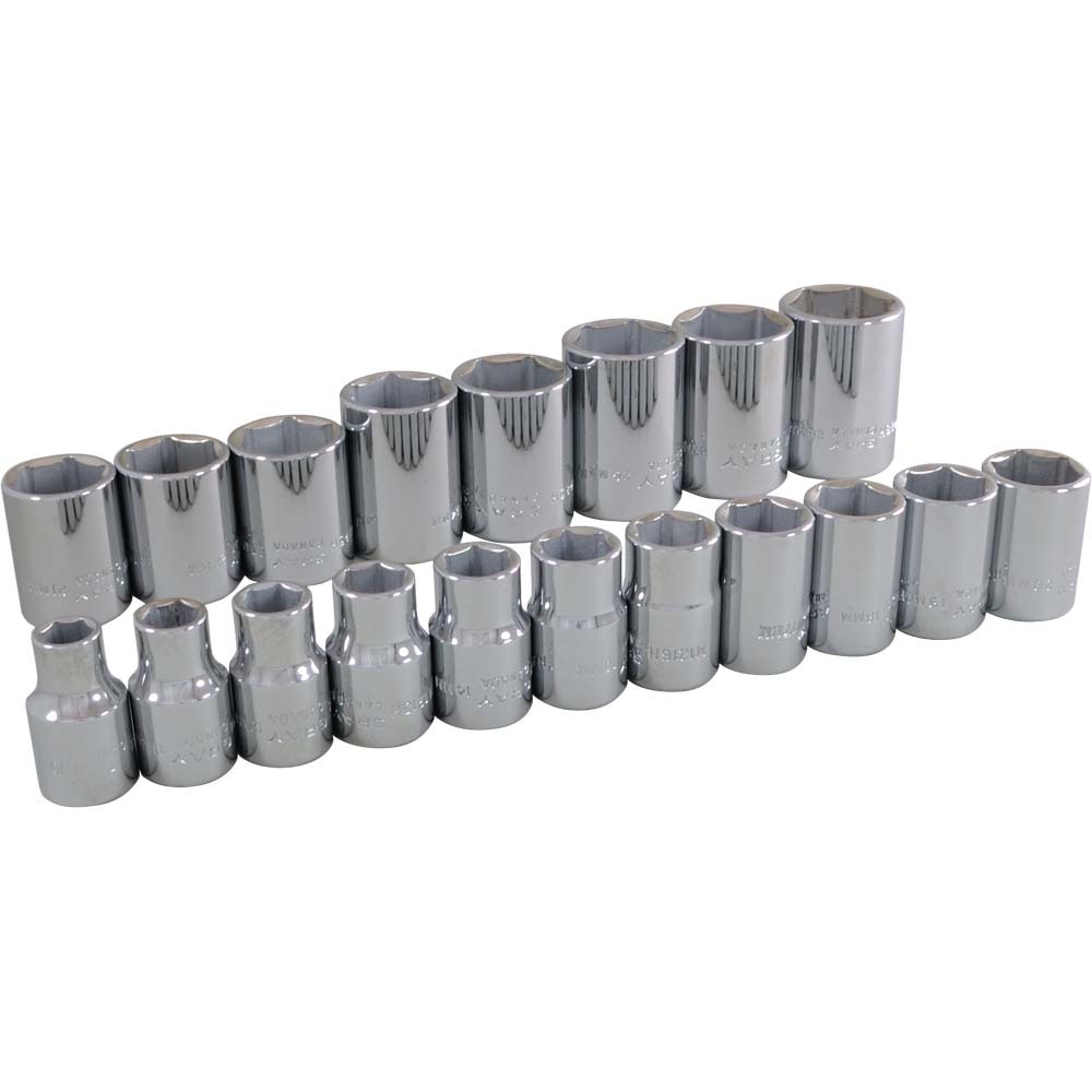 19 Piece 1/2&#34; Drive 6 Point Metric, Standard Chrome Socket Set, 10mm - 28mm<span class=' ItemWarning' style='display:block;'>Item is usually in stock, but we&#39;ll be in touch if there&#39;s a problem<br /></span>