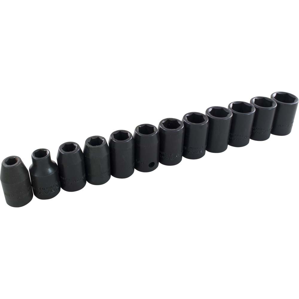 12 Piece 1/2&#34; Drive 6 Point Metric, Standard Impact Socket Set, 8mm - 19mm<span class=' ItemWarning' style='display:block;'>Item is usually in stock, but we&#39;ll be in touch if there&#39;s a problem<br /></span>