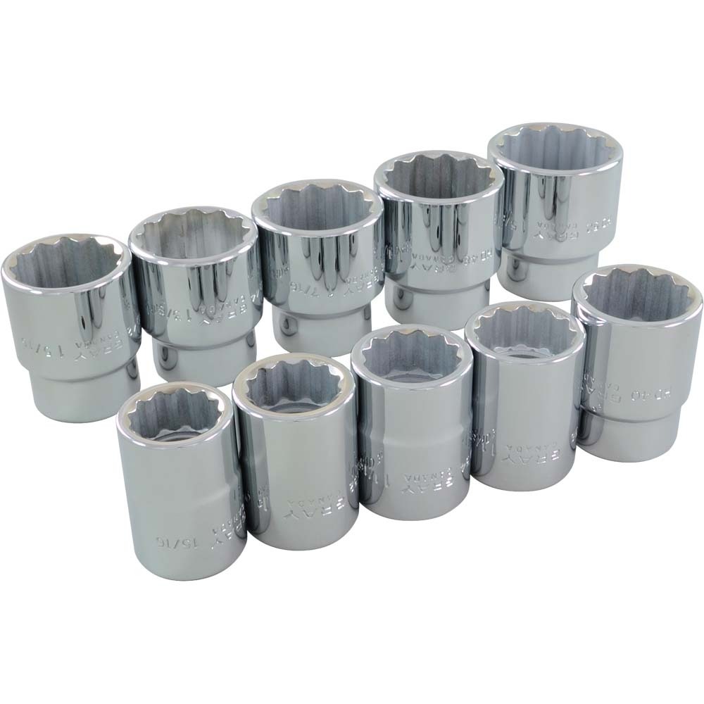 10 Piece 3/4&#34; Drive, 12 Point SAE Standard, Chrome Socket Set, 15/16&#34; - 1-5/8&#34;<span class=' ItemWarning' style='display:block;'>Item is usually in stock, but we&#39;ll be in touch if there&#39;s a problem<br /></span>