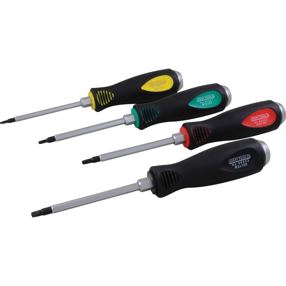 4 Piece Square Recess Screwdriver Set, #0, #1, #2 & #3<span class=' ItemWarning' style='display:block;'>Item is usually in stock, but we&#39;ll be in touch if there&#39;s a problem<br /></span>