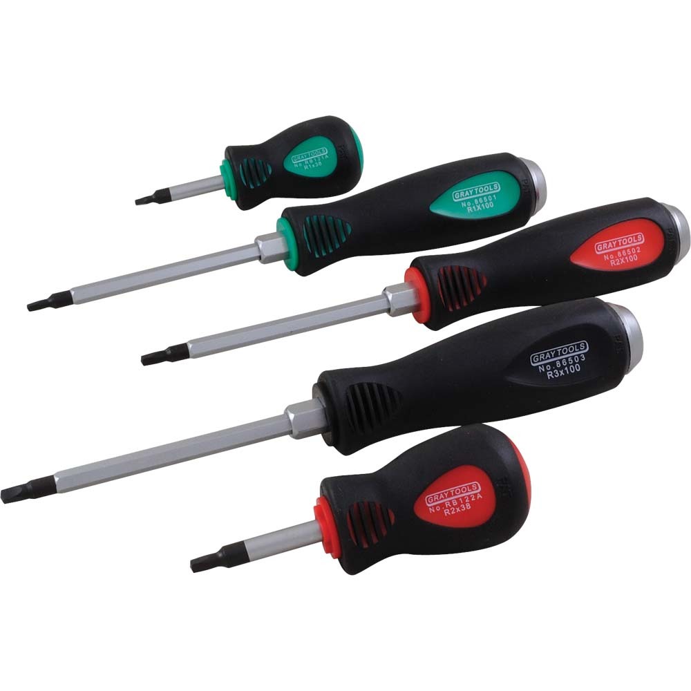 5 Piece Square Recess Screwdriver Set, #1, #2, #3 & Stubby #1 & #2<span class='Notice ItemWarning' style='display:block;'>Item has been discontinued<br /></span>