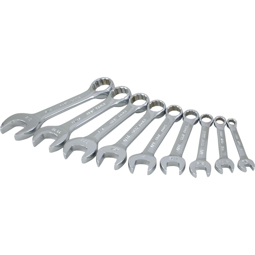 9 Piece 12 Point SAE, Stubby Mirror Chrome Wrench Set, 1/4&#34; - 3/4&#34;<span class=' ItemWarning' style='display:block;'>Item is usually in stock, but we&#39;ll be in touch if there&#39;s a problem<br /></span>