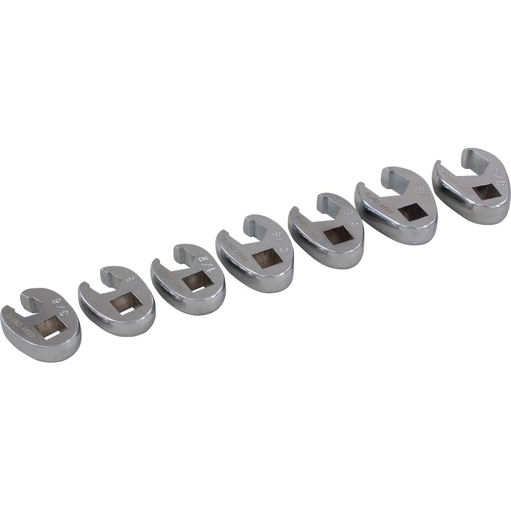 7 Piece 3/8&#34; Drive SAE, Mirror Chrome Flare Nut, Crow foot Wrench Set, 3/8&#34; - 3/4&#34;<span class=' ItemWarning' style='display:block;'>Item is usually in stock, but we&#39;ll be in touch if there&#39;s a problem<br /></span>