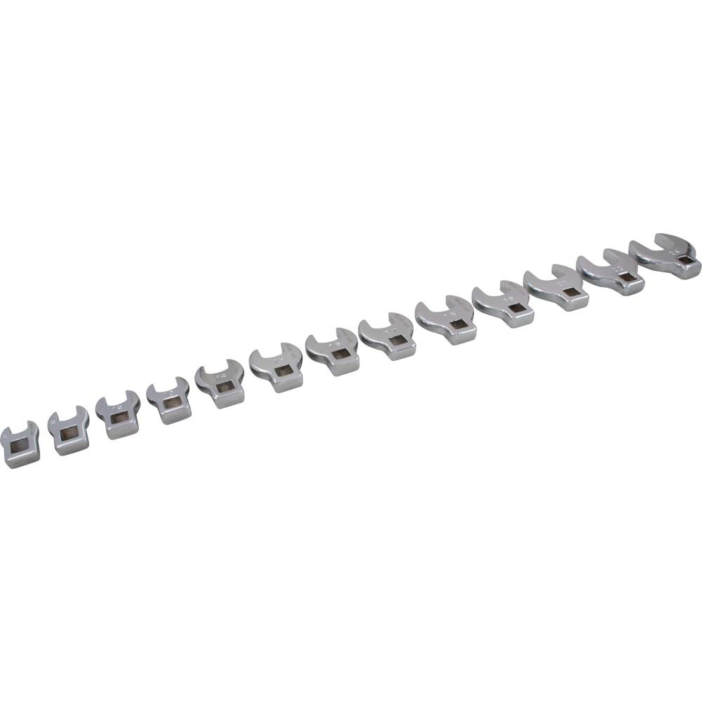 13 Piece 3/8&#34; Drive Metric, Mirror Chrome Open End, Crow foot Wrench Set, 10mm - 24mm<span class=' ItemWarning' style='display:block;'>Item is usually in stock, but we&#39;ll be in touch if there&#39;s a problem<br /></span>