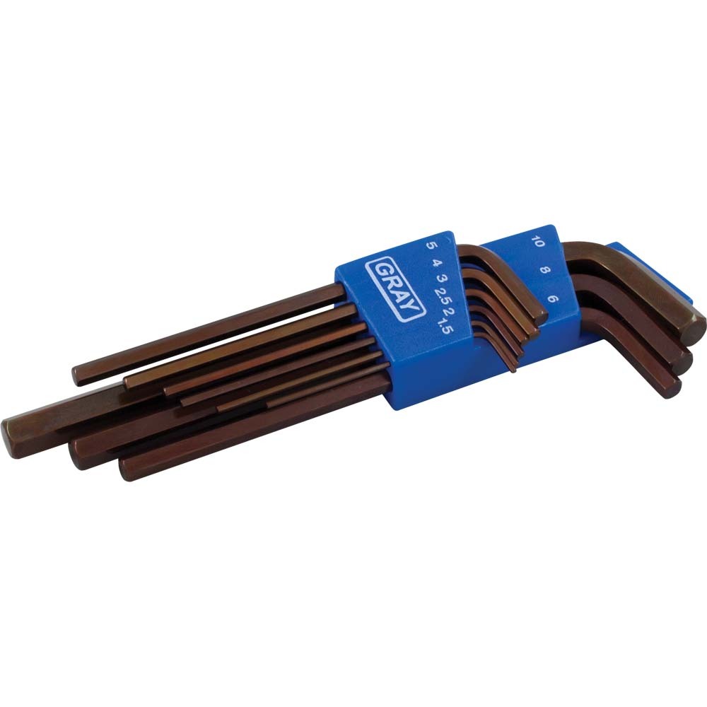 9 Piece Metric, Long Arm S2 Hex Key Set, 1.5mm - 10mm<span class=' ItemWarning' style='display:block;'>Item is usually in stock, but we&#39;ll be in touch if there&#39;s a problem<br /></span>