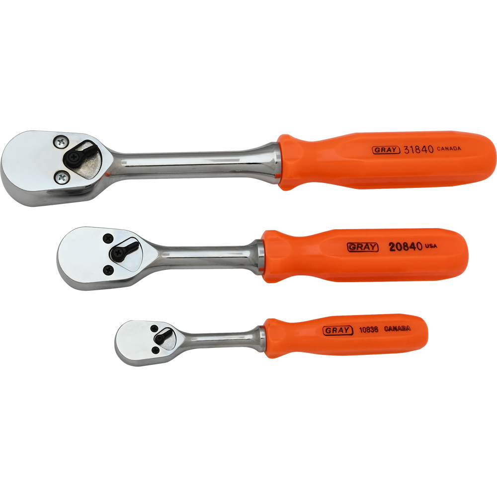 3 Piece Screwdriver Handle Ratchet Set, 1/4&#34;, 3/8&#34; & 1/2&#34; Drive<span class='Notice ItemWarning' style='display:block;'>Item has been discontinued<br /></span>