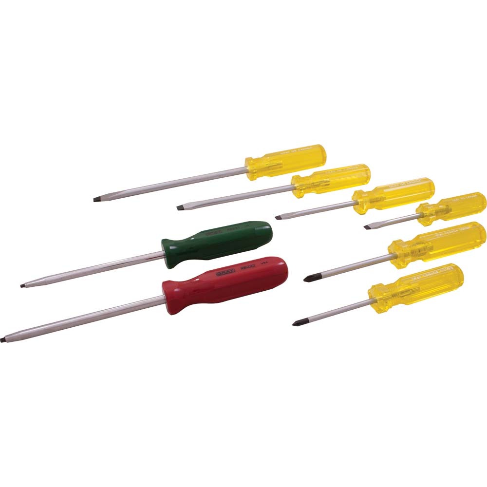 8 Piece Assorted Screwdriver Set, Slotted, Phillips & Square Recess<span class=' ItemWarning' style='display:block;'>Item is usually in stock, but we&#39;ll be in touch if there&#39;s a problem<br /></span>